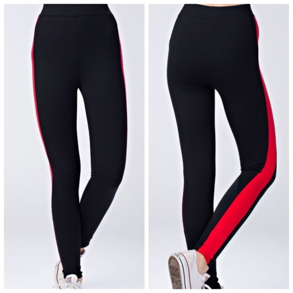 🎊HP🎊New black track pant w/red athletic stripe - Picture 2 of 3